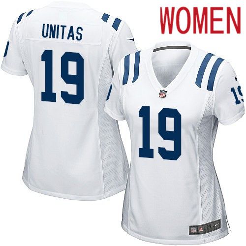 Women Indianapolis Colts 19 Johnny Unitas Nike White Game NFL Jersey